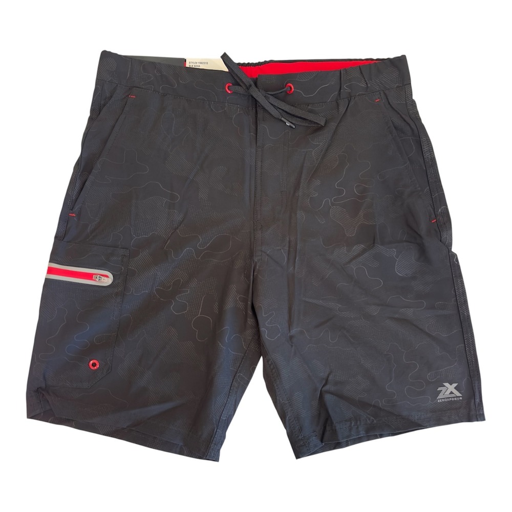 ZeroXposur Mens Swim Trunks Blk Nova Camo Stretch Boardshorts Y88231S Small NWT